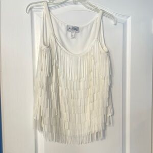 White Fringe Top